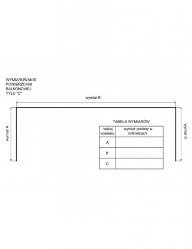 Wzornik wymiarowania powierzchni montażowej BALKONU TYPU ""C""