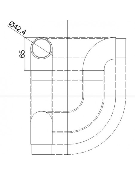 Kolanko Łukowe 90 stopni 65/65 Przyłącz fi 42x2 RURA SATYNA AISI 304
